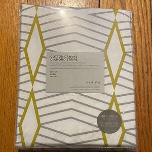 West Elm Cotton Canvas Curtain with Geometric Pattern